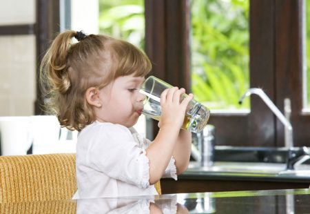 toddler drinking water